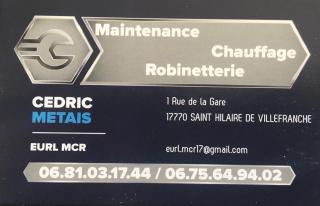 Plombier EURL MCR : MAINTENANCE CHAUFFAGE ROBINETTERIE 0